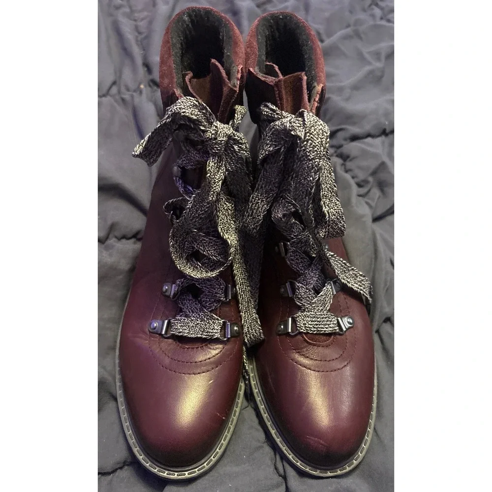 NEW Sam Edelman Women's Burgundy Leather Lace-Up Combat Ankle Boots Size 9